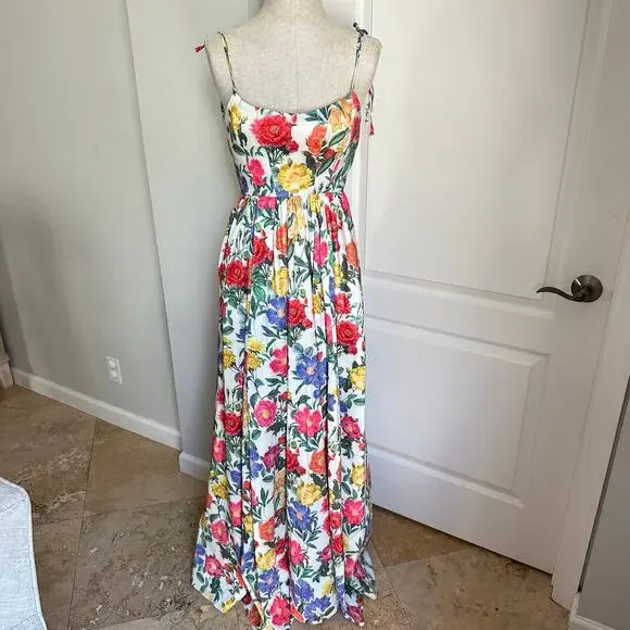 Show Me Your Mumu Juliet Maxi Dress in Charm Peony White Taffeta Sz S - Picture 3 of 15